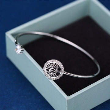 Cute AAA+ White Zircon Charming Tree Of Life Adjustable Rose Gold Silver Color Bracelet - The Jewellery Supermarket